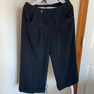 Larry Levine STRETCH sailor wide-leg cropped pants